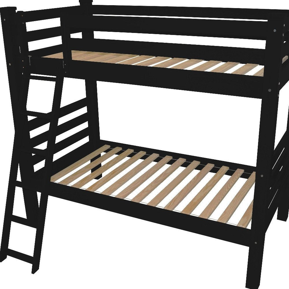 Black Queen Over Queen Solid Wood Bunk Bed