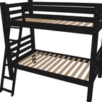 Black Queen Over Queen Solid Wood Bunk Bed