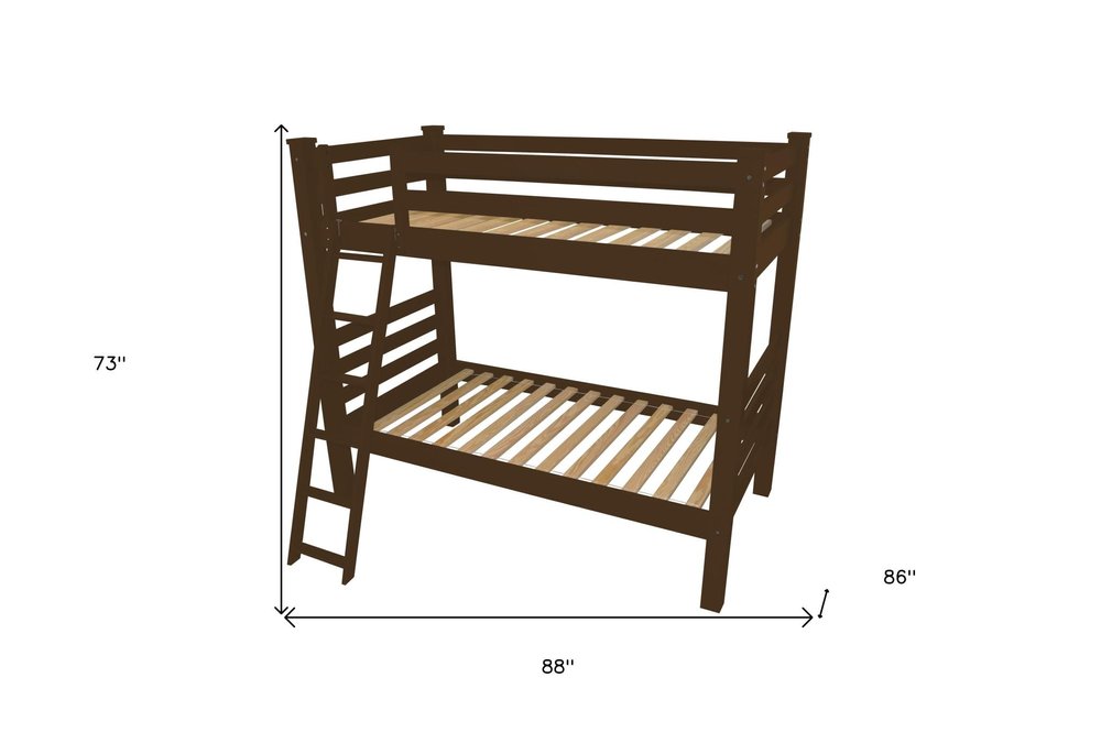 Brown Queen Solid Wood Bunk Bed