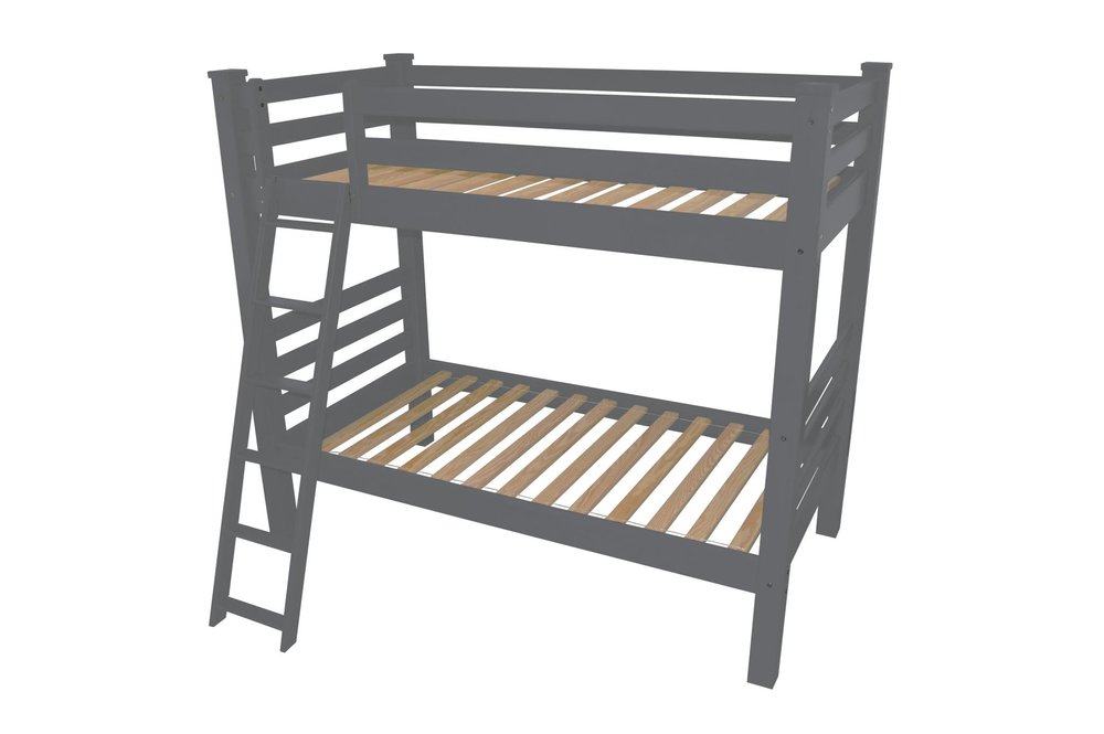Gray Queen Solid Wood Bunk Bed