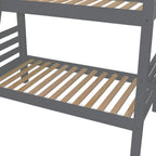 Gray Queen Solid Wood Bunk Bed