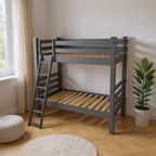 Gray Queen Solid Wood Bunk Bed