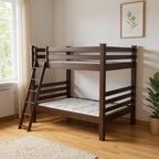 Brown Queen Over Queen Solid Wood Bunk Bed