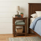 28" Brown Solid Wood Nightstand