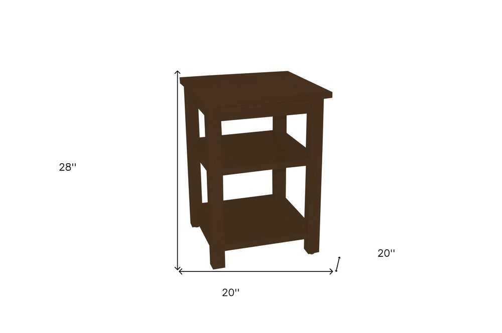 28" Dark Brown Solid Wood Nightstand