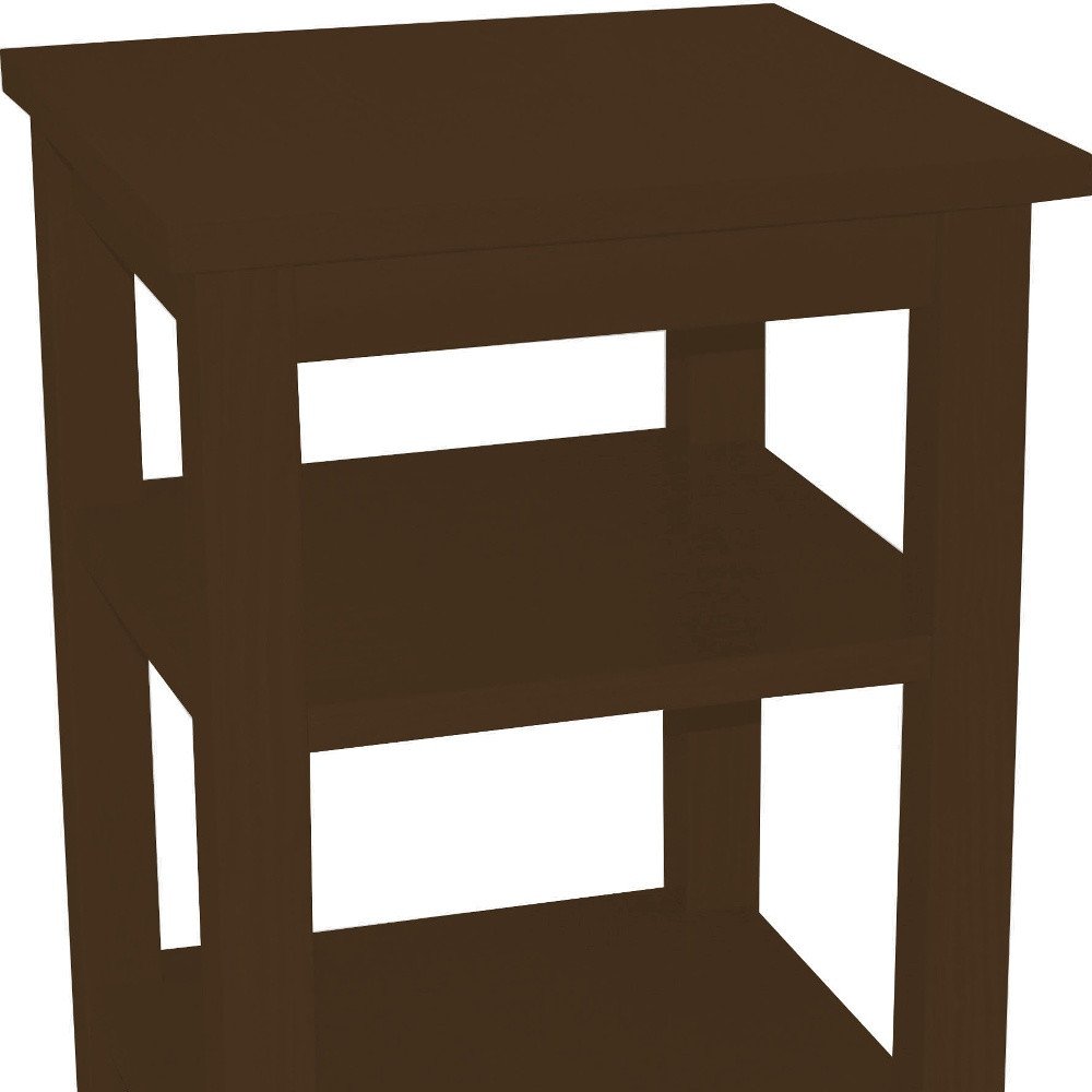28" Dark Brown Solid Wood Nightstand