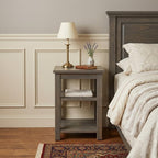 28" Gray Solid Wood Nightstand