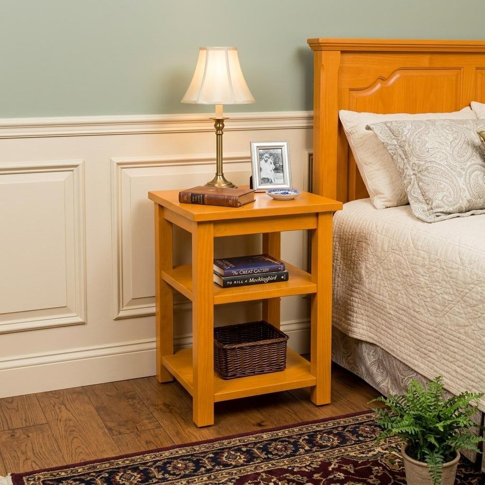 28" Yellow Solid Wood Nightstand