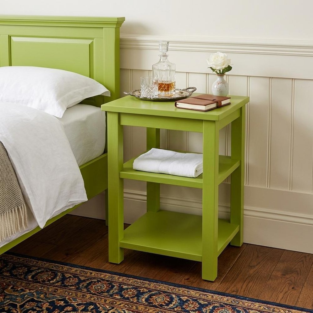 28" Green Solid Wood Nightstand