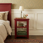 28" Red Solid Wood Nightstand