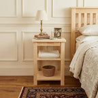 28" Tan Solid Wood Nightstand