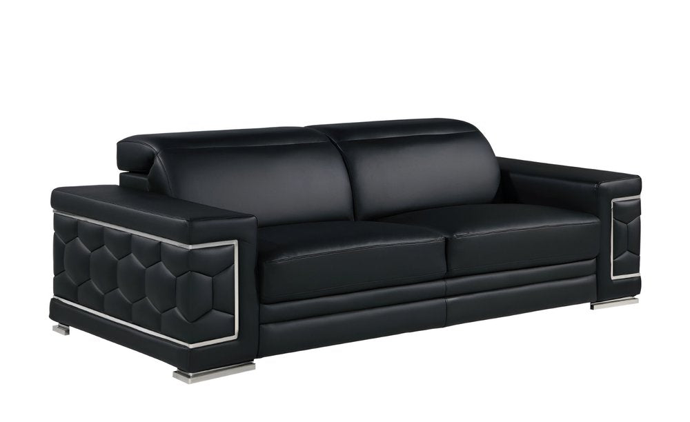 89" Light Gray Top Grain Leather Sofa