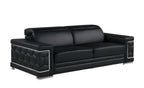 89" Light Gray Top Grain Leather Sofa
