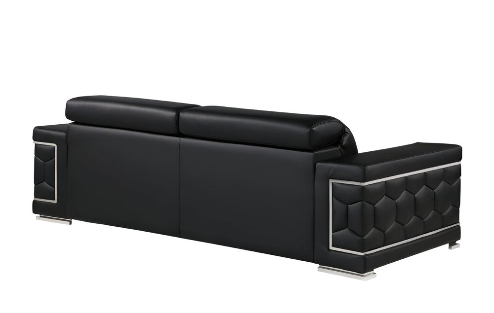 89" Light Gray Top Grain Leather Sofa