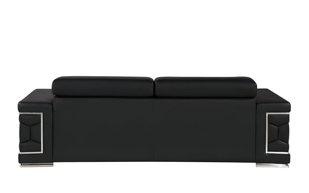 89" Light Gray Top Grain Leather Sofa