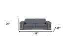 89" Light Gray Top Grain Leather Sofa