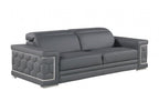 89" Light Gray Top Grain Leather Sofa
