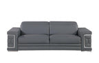 89" Light Gray Top Grain Leather Sofa