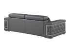 89" Light Gray Top Grain Leather Sofa
