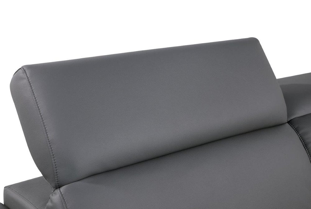 89" Light Gray Top Grain Leather Sofa
