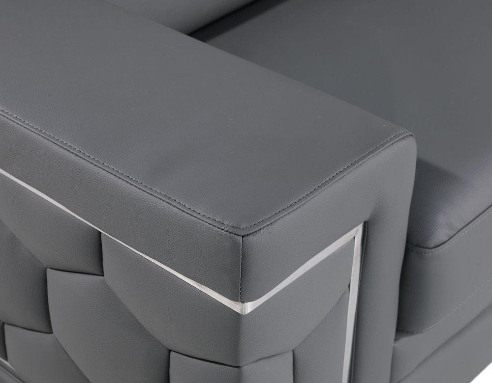 89" Light Gray Top Grain Leather Sofa