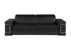 Two Piece Black Genuine Leather Five Person Seating Set