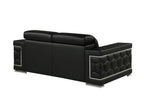 Two Piece Black Genuine Leather Five Person Seating Set