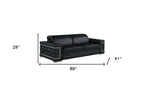 Two Piece Black Genuine Leather Five Person Seating Set