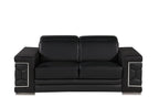 Three Piece Black Genuine Leather Six Person Seating Set