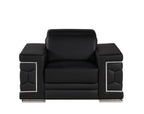 Three Piece Black Genuine Leather Six Person Seating Set