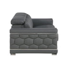 Two Piece Gray Genuine Leather Five Person Seating Set