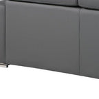 Two Piece Gray Genuine Leather Five Person Seating Set