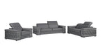Three Piece Gray Genuine Leather Six Person Seating Set