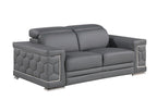 Three Piece Gray Genuine Leather Six Person Seating Set