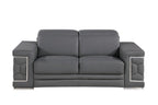 Three Piece Gray Genuine Leather Six Person Seating Set