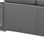 Three Piece Gray Genuine Leather Six Person Seating Set