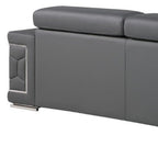 Three Piece Gray Genuine Leather Six Person Seating Set