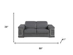 Three Piece Gray Genuine Leather Six Person Seating Set