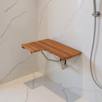 14" X 34" Brown Teak Wall Mount Rectangular Shower Bench