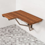 14" X 34" Brown Teak Wall Mount Rectangular Shower Bench