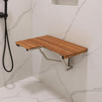 14" X 34" Brown Teak Wall Mount Rectangular Shower Bench