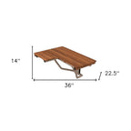 14" X 36" Brown Teak Wall Mount Rectangular Shower Bench
