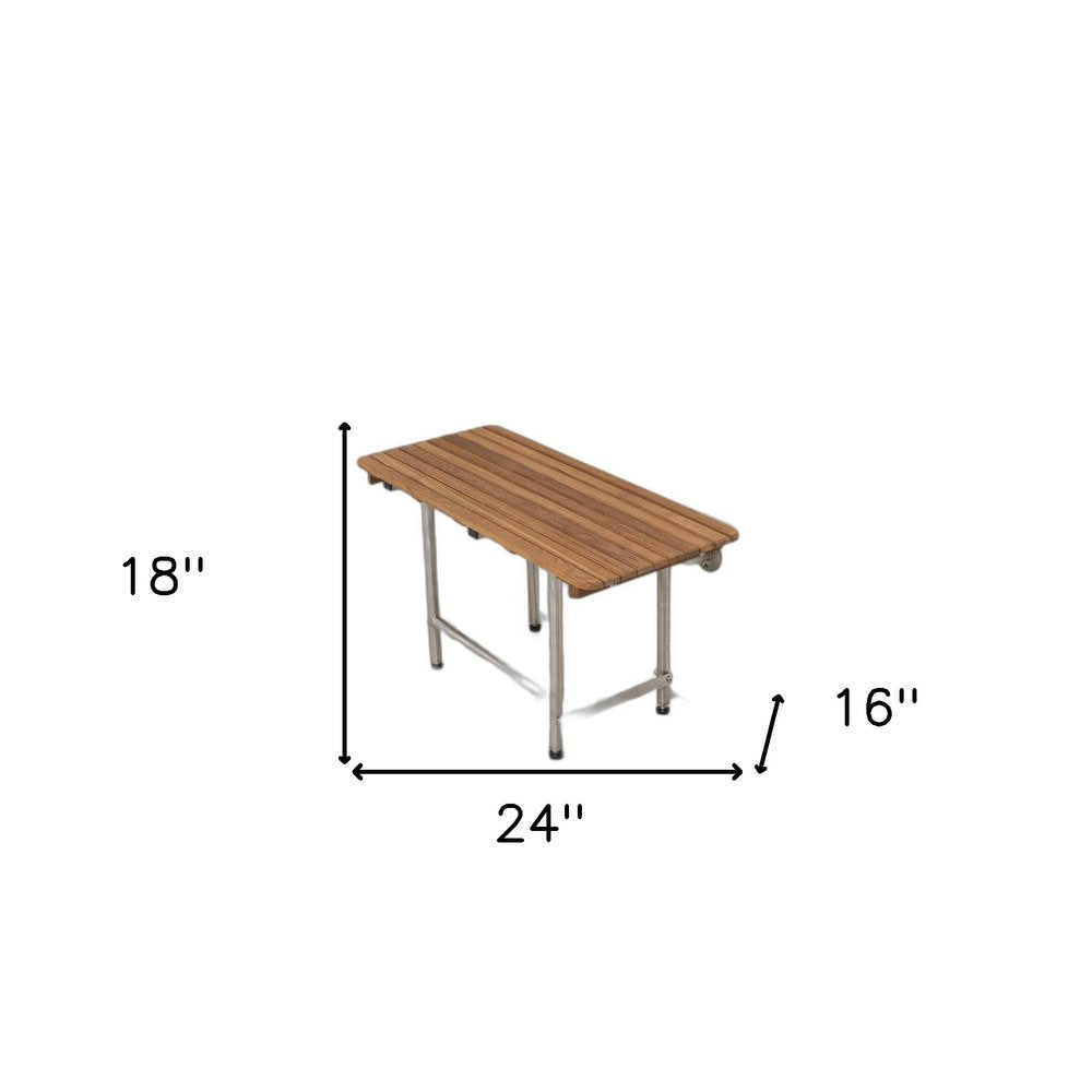 18" X 24" Brown Teak Rectangular Shower Bench