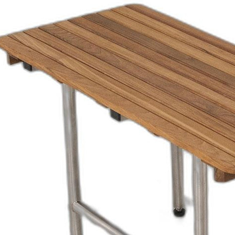 18" X 26" Brown Teak Rectangular Shower Bench