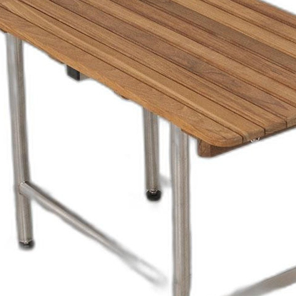 18" X 28" Brown Teak Rectangular Shower Bench