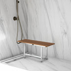 18" X 28" Brown Teak Rectangular Shower Bench