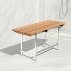 18" X 32" Brown Teak Rectangular Shower Bench