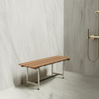 18" X 34" Brown Teak Rectangular Shower Bench
