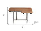 18" X 34" Brown Teak Wall Mount Rectangular Shower Bench With Legs