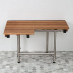 18" X 34" Brown Teak Wall Mount Rectangular Shower Bench